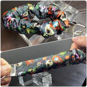 Custom Handmade Nightmare Before Christmas Scrunchie Wristlet Keychain Ver.2